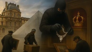 Ilustrasi sejarah pencurian di Museum Louvre (Chat GPT)