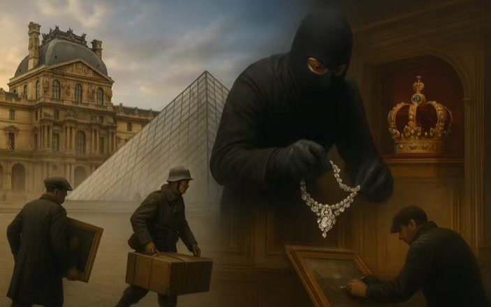 Ilustrasi sejarah pencurian di Museum Louvre (Chat GPT)